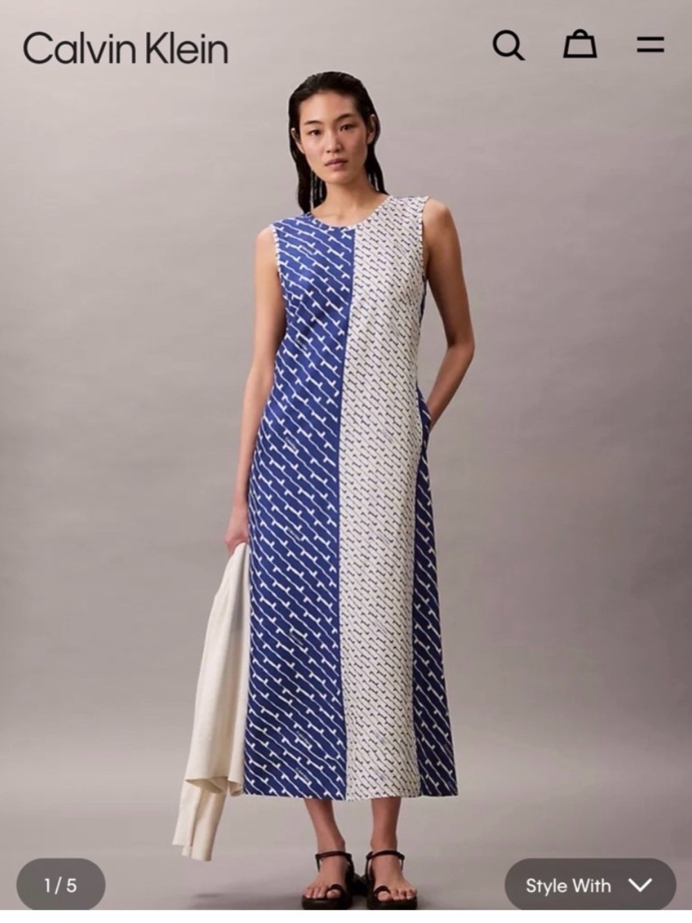 Calvin Klein Printed Viscose Twill Midi Dress